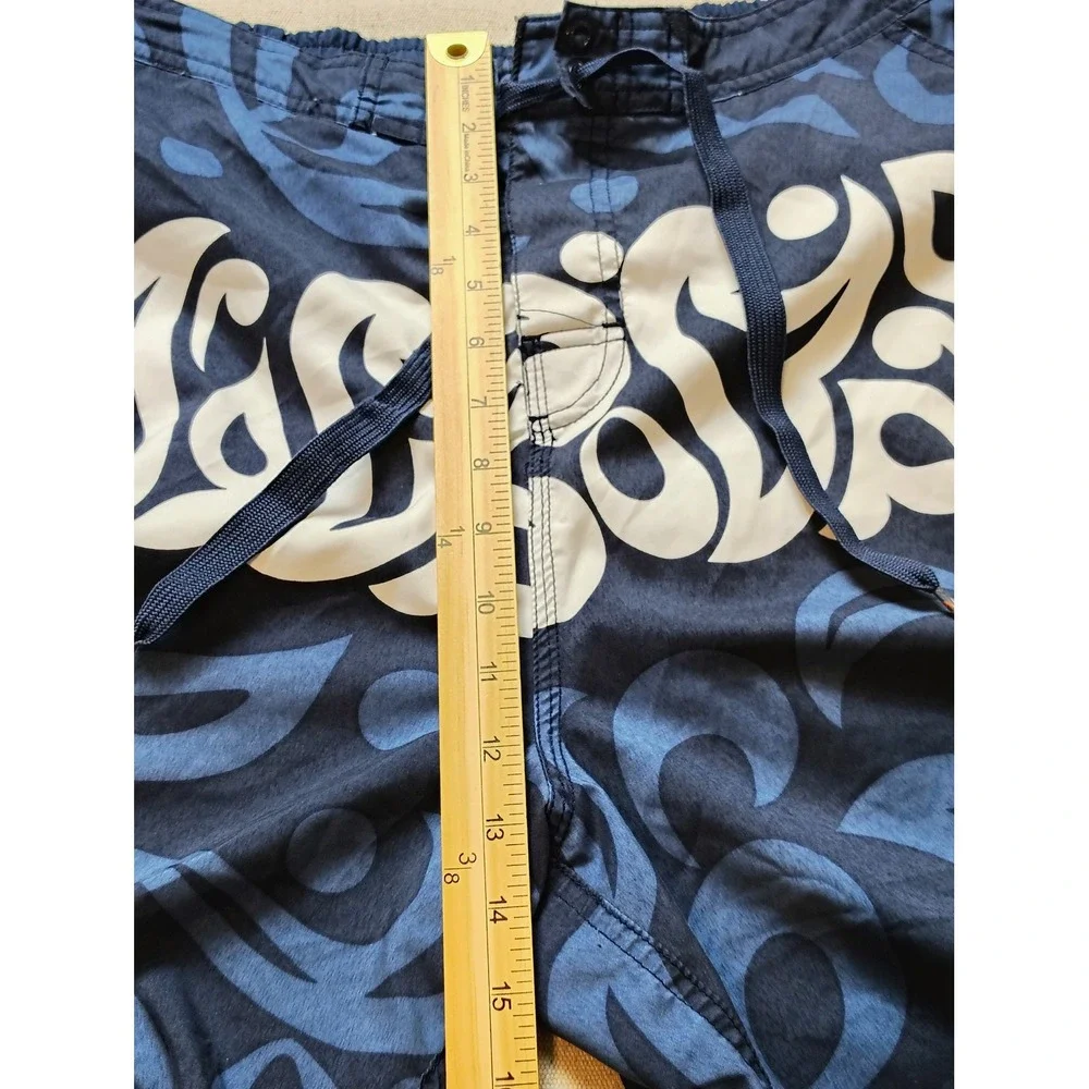 Quiksilver Mens Navy Blue Swirl Graphic Board Shorts‎ Swim Trunks Size L 18